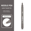 A dark gray needle pen with a 0.1mm tip and a black cap, shown vertically.