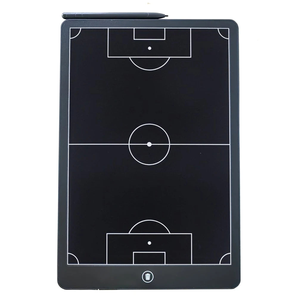 Schwarzes taktisches Strategie-Markierungsbrett für Sporttraining mit Fußballfeld-Layout.