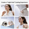 Various ways to use a portable turbo blade clip-on fan including wrist clip, desktop stand, and clip to bag.