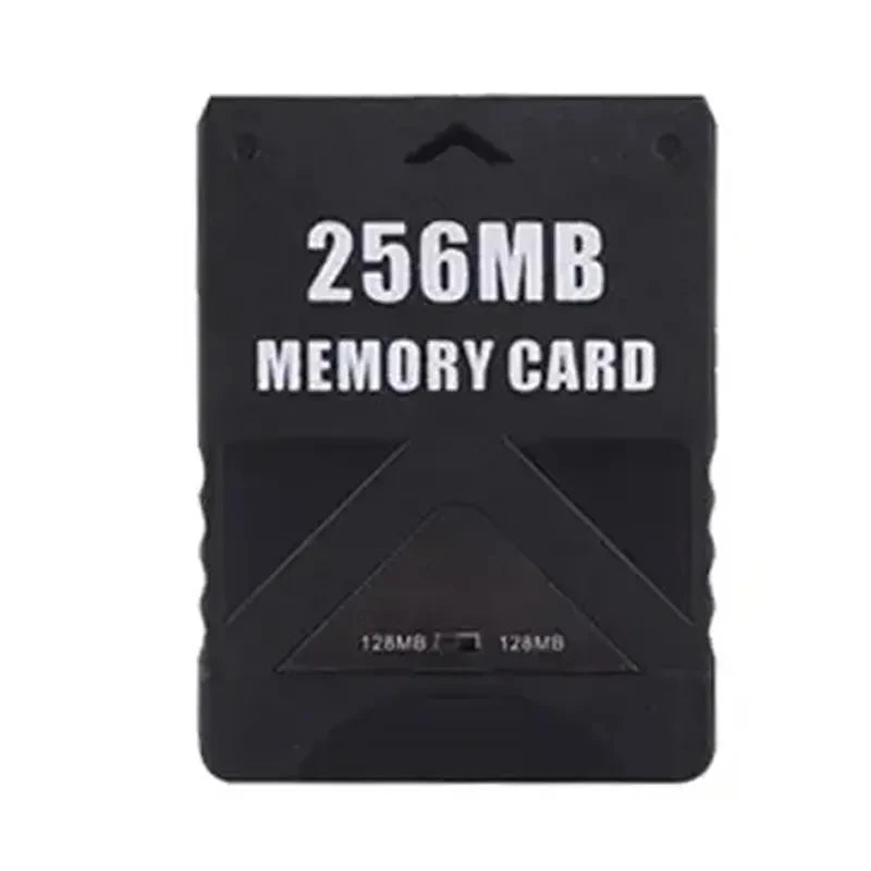 Black memory card labeled 256MB memory card