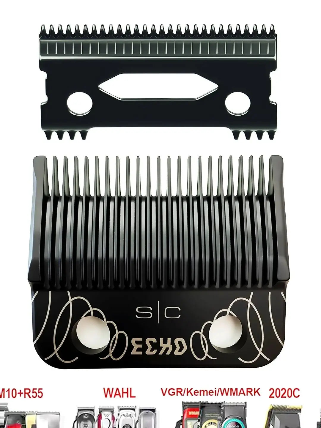 A black professional cordless hair clipper featuring precision fade blades and various attachments.
