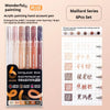 A set of six multicolors acrylic painting gel pens packaged in a box with instructions.