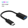 Black USB 3.2 adapter cable with a USB-C connector and a USB-A plug.