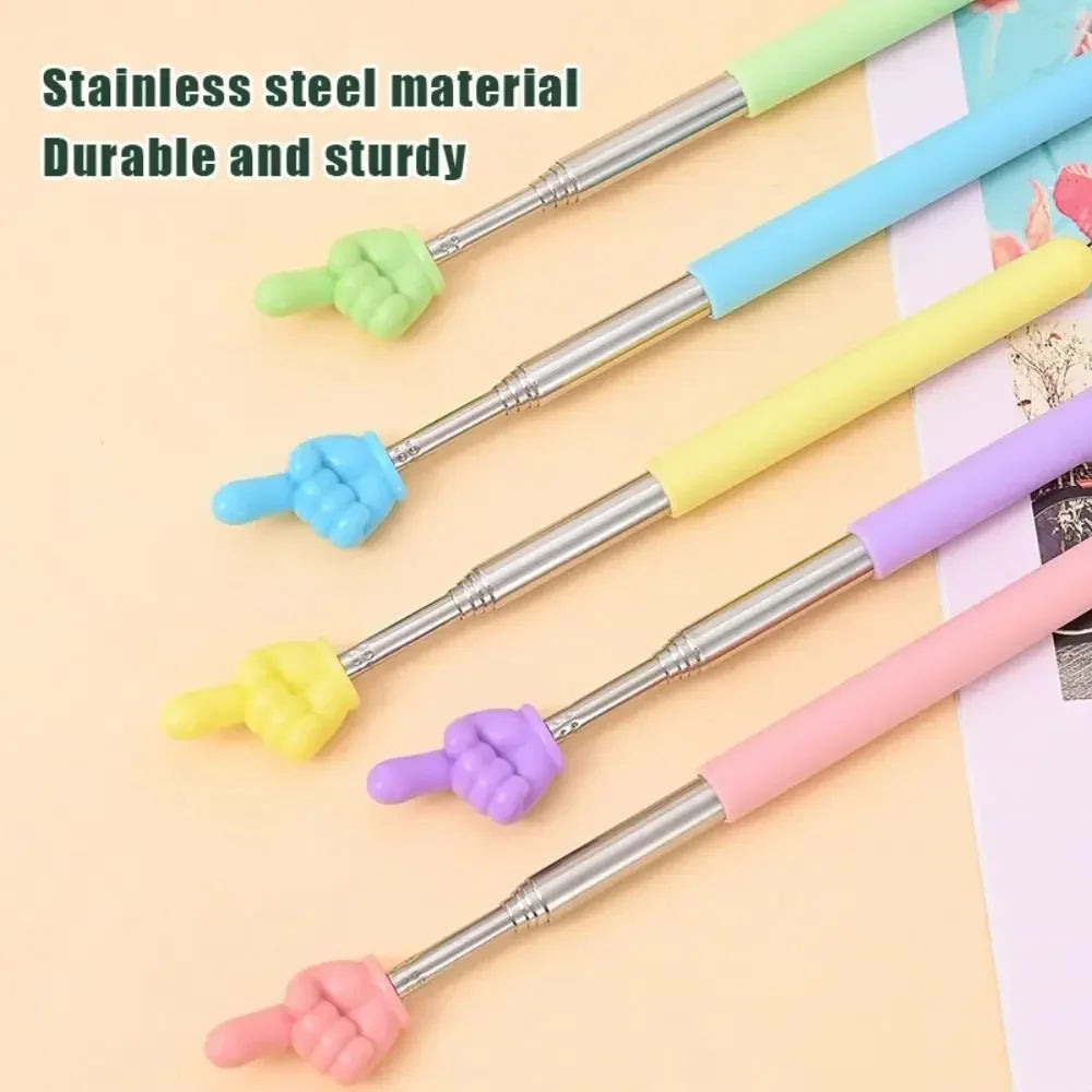 Set of telescopic stainless steel teaching pointers with colorful silicone tips