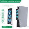 Ventilador de refrigeración plateado para consola PS5 con múltiples ventiladores y un hub USB 3.0