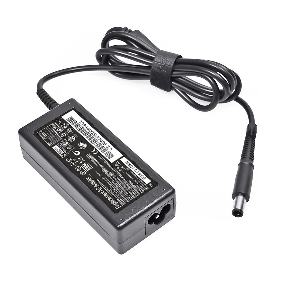 Black high-power AC adapter cable and plug for laptops