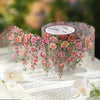 Floral vine transparent PET washi tape featuring pink and orange roses used for journaling and crafts
