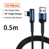 A black USB-C fast charging cable with a 90 degree angle design and aluminum alloy material.
