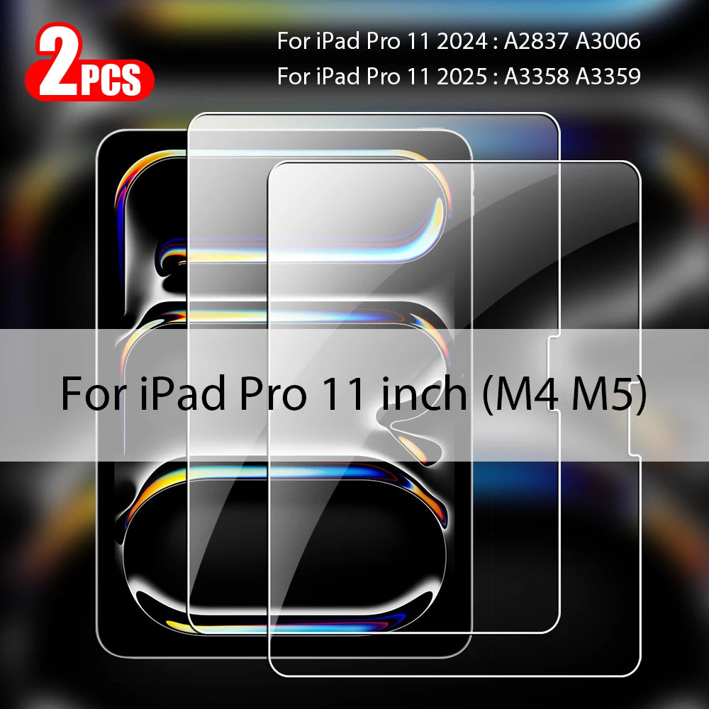 Two tempered glass screen protectors for iPad Pro 11 inch (M4 M5) devices