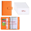 Orange leather A6 budget planner with a clear cover and multiple sheets.