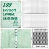 A green marble budget binder with numbered envelopes and a tracker showing a total of $5,050