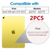 A yellow tempered glass screen protector for an iPad, compatible with iPad 10th gen (10.9) 2022 models A2757 and A2777.
