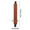 A brown leather protective case for a tablet stylus pen shown with dimensions.