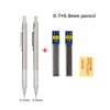 A set of 0.7 and 0.9 mm mechanical pencils with HB lead, including a plus sign and packaging.