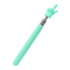 A light mint green telescopic stainless steel teaching pointer with a curved tip.