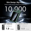 A green magnetic wireless power bank with a digital display is shown next to an iPhone 15, capable of 1.8 charges.