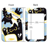 Front and back views of a cute black cat themed lanyard with a card holder