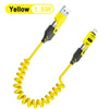 Yellow 1.5m retractable fast charging cable with a 65W USB-C adapter