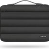 A black protective laptop sleeve bag with reinforced padding.