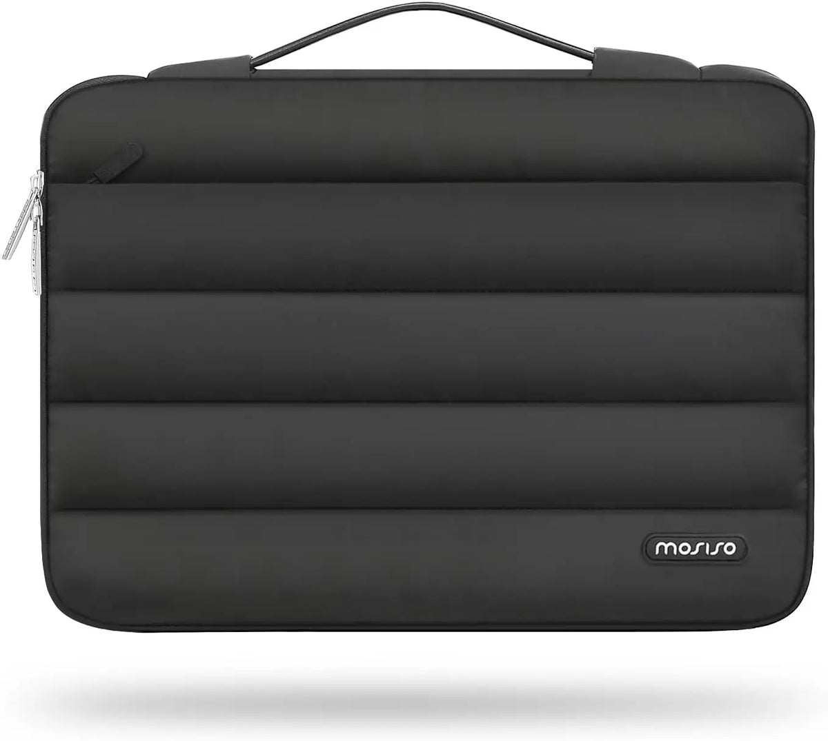 A black protective laptop sleeve bag with reinforced padding.