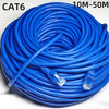 A coil of blue CAT6 Ethernet patch cables, 10M-50M length.