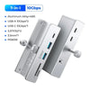 A silver multi-port USB 3.0 hub featuring seven ports including USB-A, USB-C, and PD60W power delivery.
