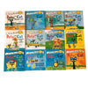 A collection of Pete the Cat picture books featuring various themes like Scary Cat, Bad Banana, Big Win, and Bus Stop.