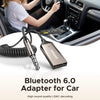 A portable Bluetooth 6.0 adapter for car audio is shown next to a car interior, highlighting features like LDAC decoding and 