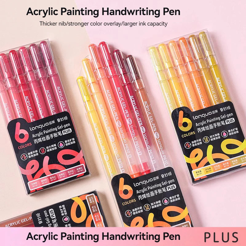 A set of acrylic painting handwriting pens in various colors and shades displayed on a white background.