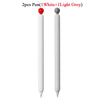 Two pens are shown, one white and one light grey, with red tips.