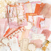 A collection of vintage pink and orange paper sheets for crafting, scrapbooking, and journaling.
