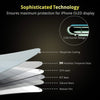 Cross-section diagram showing the layered structure of a 9H hardness tempered glass screen protector for an iPhone OLED displ