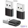 Three silver USB to USB-C adapters shown with a type-c connector.