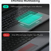 Comparación de una tableta totalmente responsiva para multitarea, comparando el 100% y el 50% del área de trabajo.
