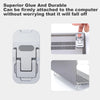 Support portable pliable pour ordinateur portable et cahier, montrés dans divers contextes d'attachement.