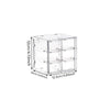 Clear acrylic bead storage box with stackable compartments, measuring 12cm by 10cm.
