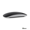 A black and silver ultra-thin rechargeable wireless Bluetooth mouse with multi-touch control.