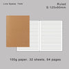 A brown, ruled notebook insert showing a page layout with horizontal lines.