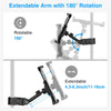An extendable arm with 180 degree rotation mounted on a stand, showing its adjustable length.