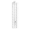 A clear acrylic geometry ruler set with markings and a circular protractor tool.