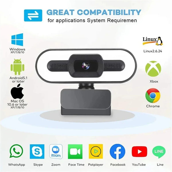A black 4K auto-focus streaming webcam with a built-in microphone shown on a white background.