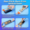 Instructions for using a one-click dust-free screen protector on a phone.