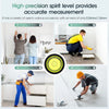 A collection of images showing various uses of a high-precision spirit level for tasks like hanging installation, wall constr