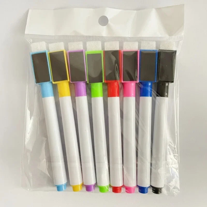 8er Set magnetische, wegerlösbare Whiteboard-Stifte in verschiedenen Farben wie schwarz, gelb, lila, grün und rot