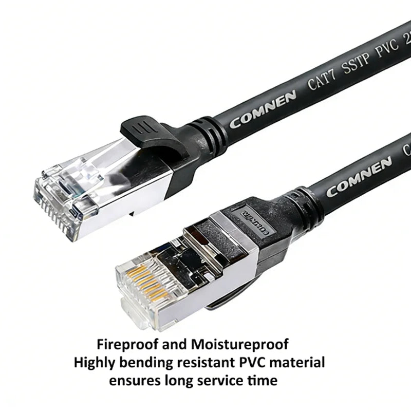 Black CAT7 SSTP PVC shielded Ethernet cable connector and cable assembly