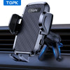 A black car phone mount with a textured surface and blue light accents is shown mounted on a dark car interior panel.