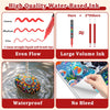 A set of high quality water-based ink pens with various tips and a watercolor painting on paper