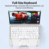 A silver laptop with a full-size keyboard is shown, demonstrating a computer-like user experience.