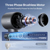 A three-phase brushless motor powering a Jisulife handheld fan with an LED display and battery.