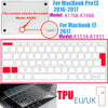 A white TPU keyboard cover for a MacBook Pro 13 (2016-2017) and a MacBook 12 (2017), showing the keyboard layout.
